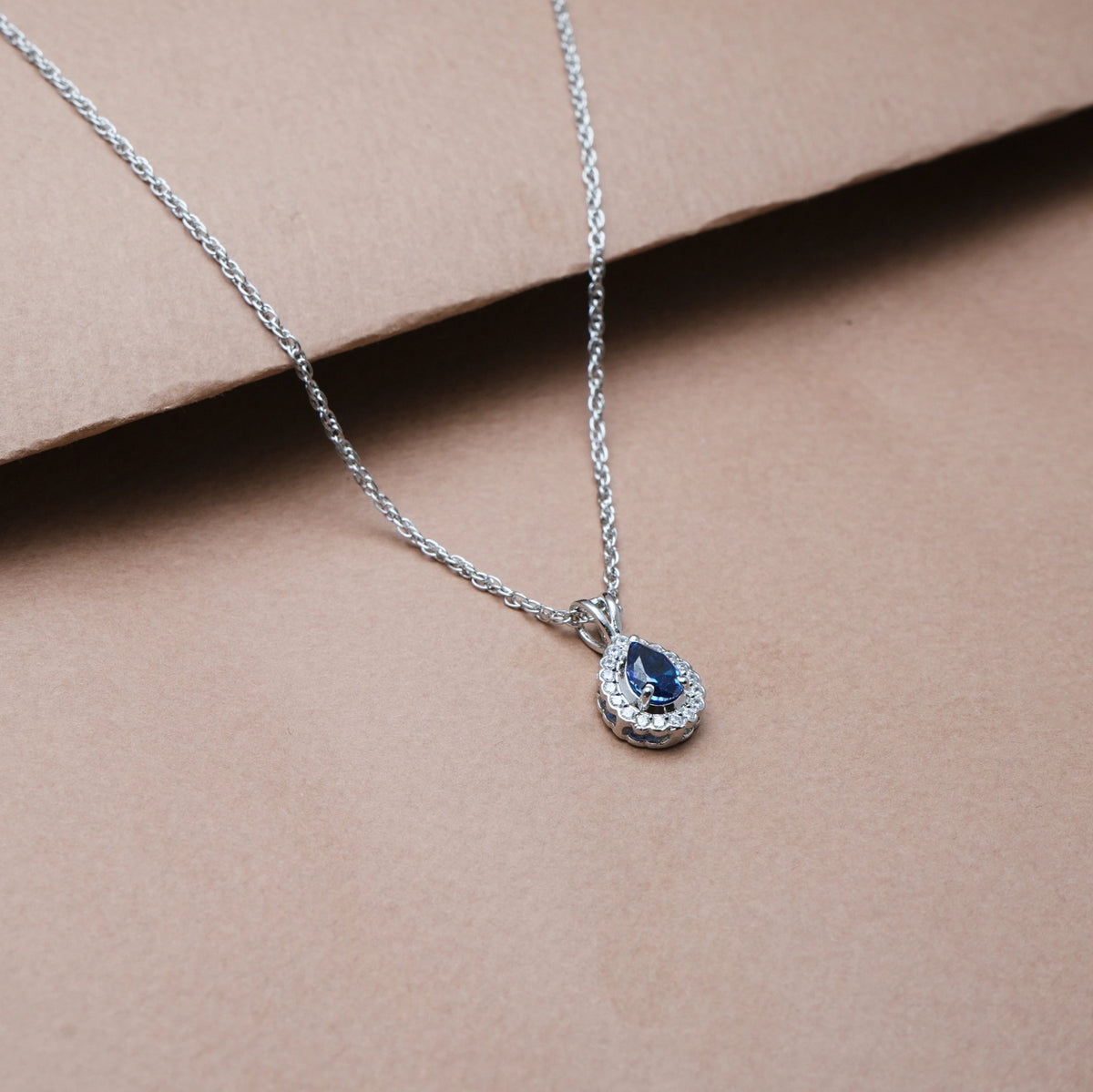 925 Silver Sapphire Teardrop Pendant - 925 sterling silver pendant by Tassya Silver