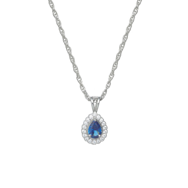 925 Silver Sapphire Teardrop Pendant