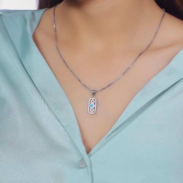 925 Silver Shield Evil Eye Chain Pendant