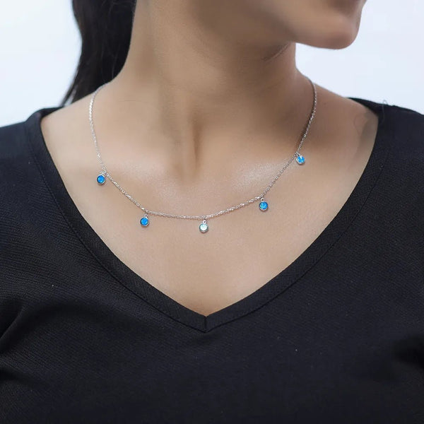 925 Silver Sky Blue Opal Charm Pendant