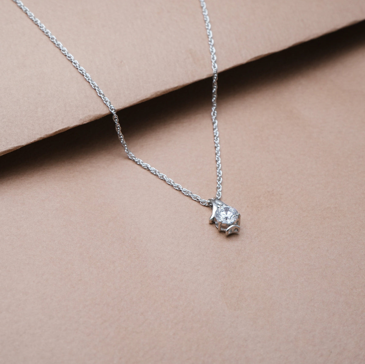 925 Silver Solitaire Teardrop Pendant - 925 sterling silver pendant by Tassya Silver
