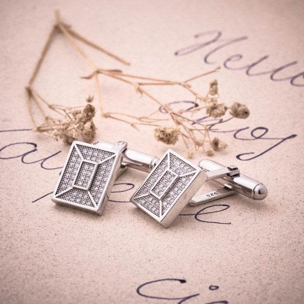 925 Silver Square Elegance Cufflinks - 925 sterling silver jewellery by Tassya Silver