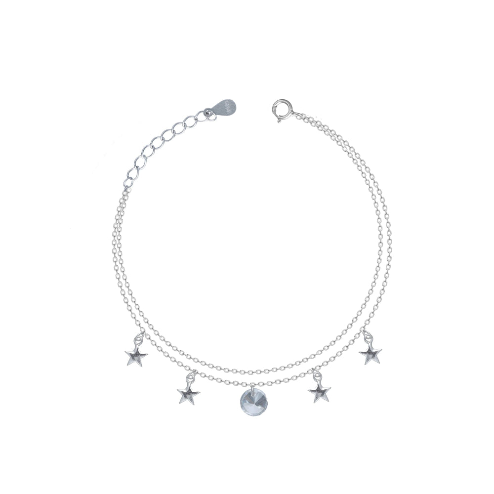 925 Silver Starlit Charm Bracelet - 925 sterling silver bracelet by Tassya Silver