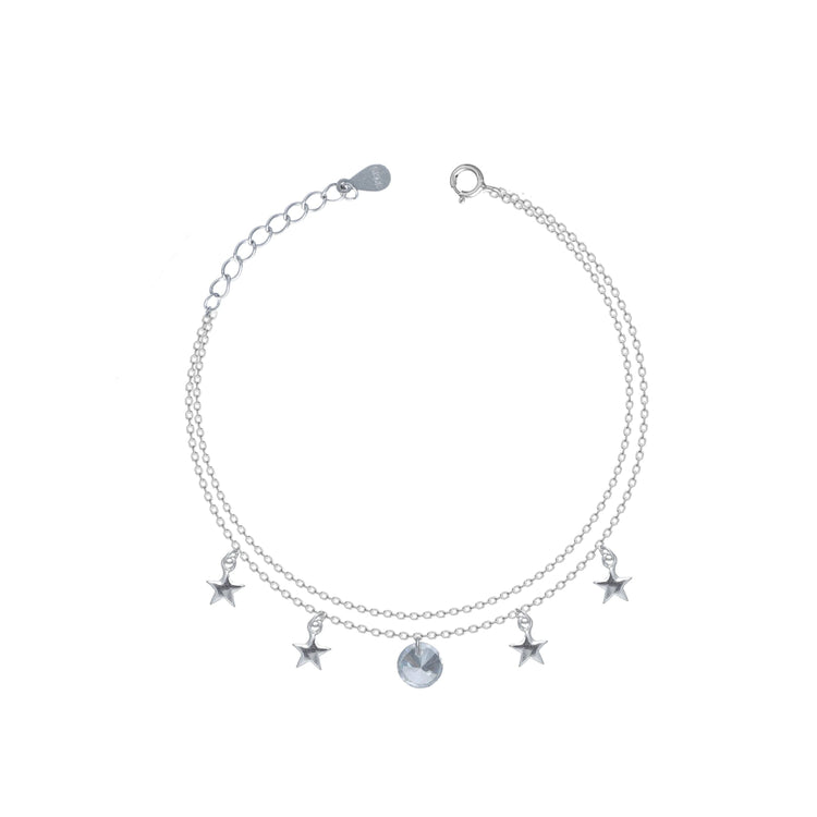 925 Silver Starlit Charm Bracelet - 925 sterling silver bracelet by Tassya Silver