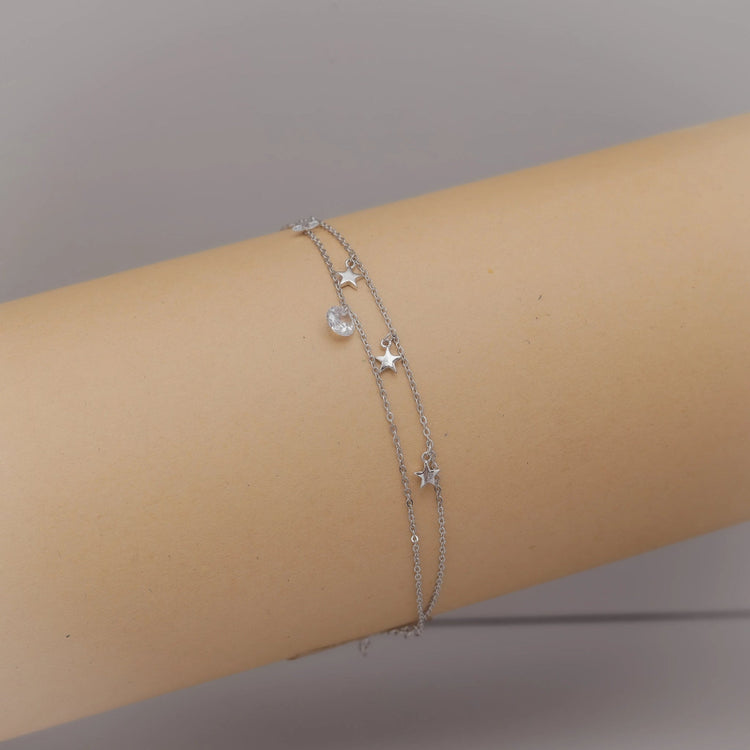 925 Silver Starlit Charm Bracelet - 925 sterling silver bracelet by Tassya Silver