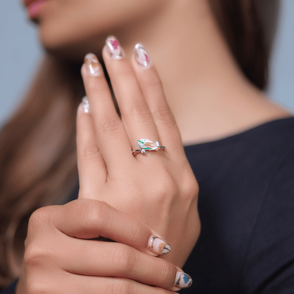925 Silver Sunset Feather Minimal Ring