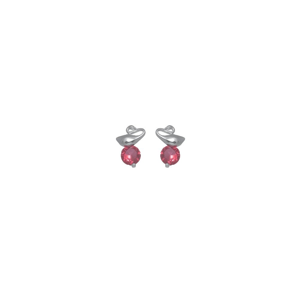 925 Silver Swan with Red Ruby Earrings for Baby - 925 sterling silver earrings by Tassya Silver