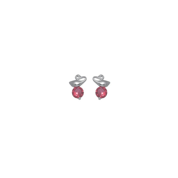 925 Silver Swan with Red Ruby Earrings for Baby