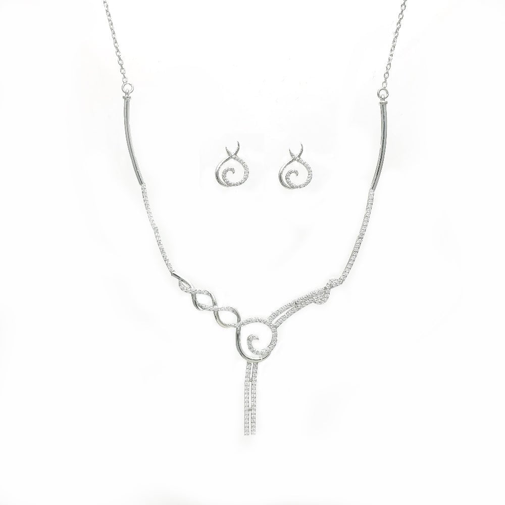 925 Silver Swirl Necklace Set - 925 sterling silver necklace by Tassya Silver