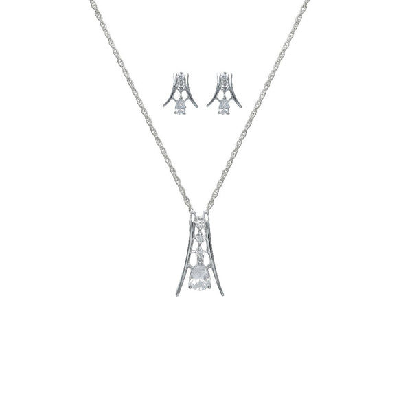 925 Silver Teardrop Drop Pendant & Studs Set