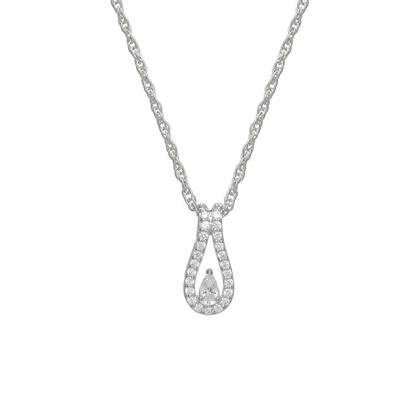 925 Silver Teardrop Halo Pendant