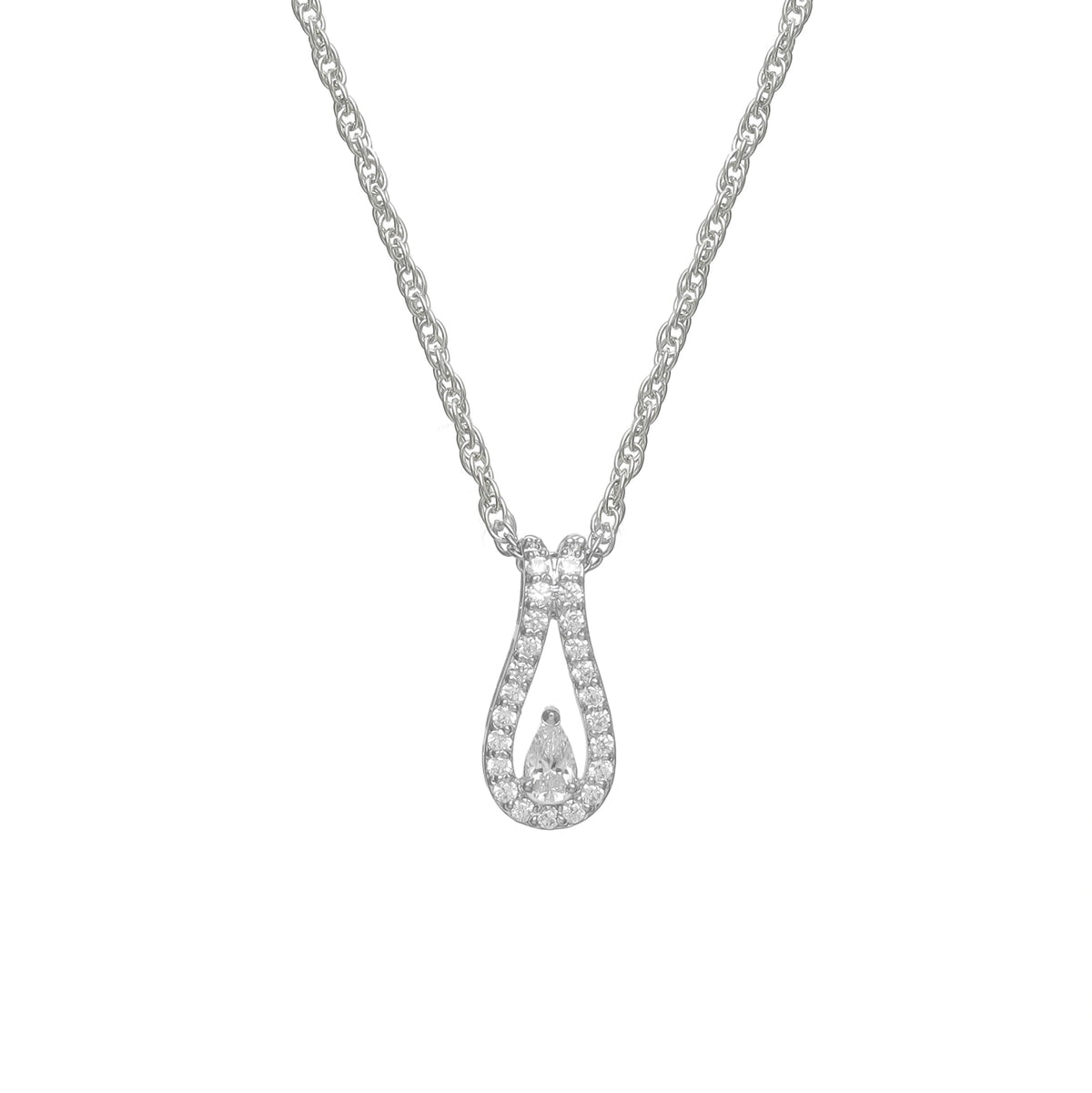925 Silver Teardrop Halo Pendant - 925 sterling silver pendant by Tassya Silver