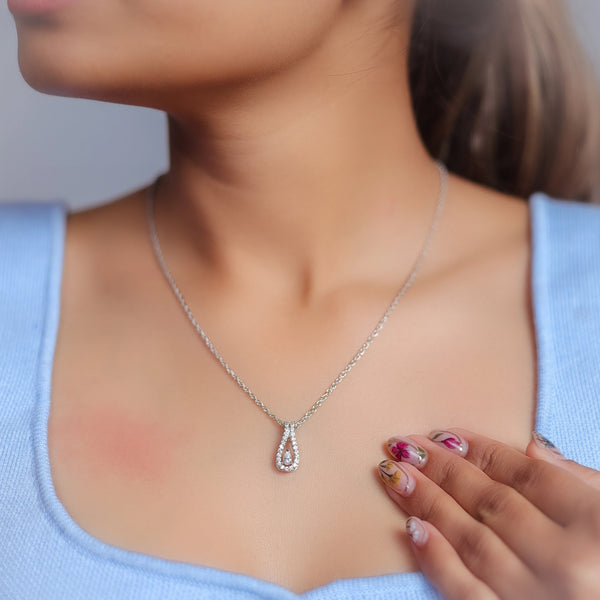 925 Silver Teardrop Halo Pendant