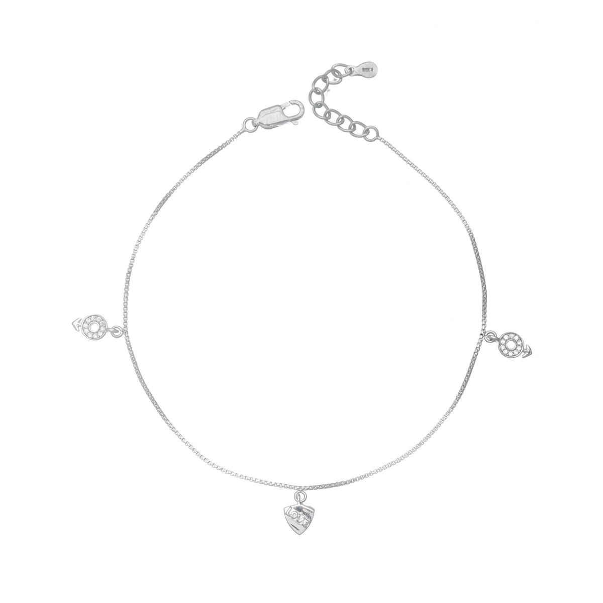925 Silver Teardrop Trail Anklet - 925 sterling silver anklet by Tassya Silver