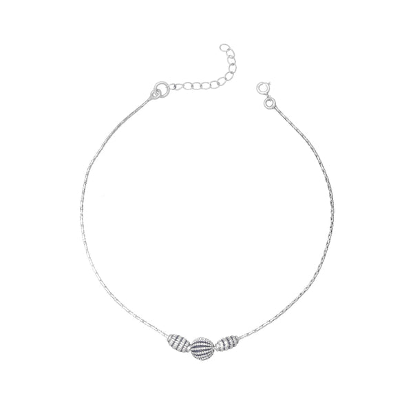 925 Silver Textured Trio Anklet
