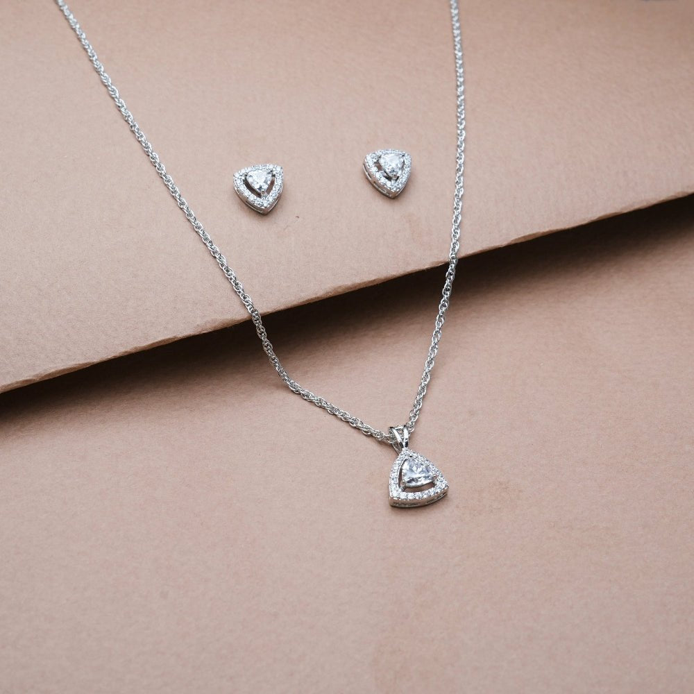 925 Silver Trilight Spark Pendant & Studs Set - 925 sterling silver earrings by Tassya Silver