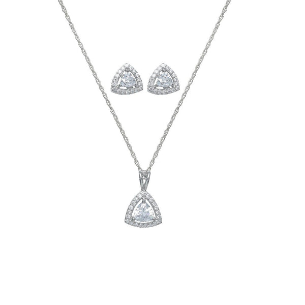 925 Silver Trilight Spark Pendant & Studs Set
