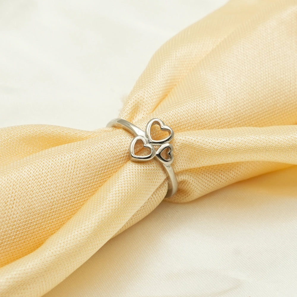925 Silver Triple Heart Bloom Ring - 925 sterling silver ring by Tassya Silver