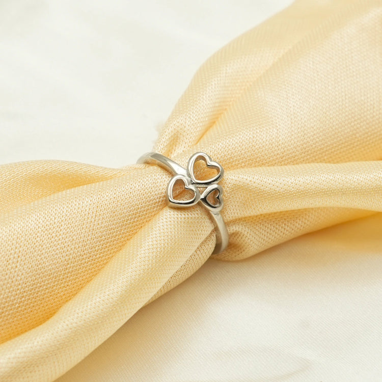 925 Silver Triple Heart Bloom Ring - 925 sterling silver ring by Tassya Silver