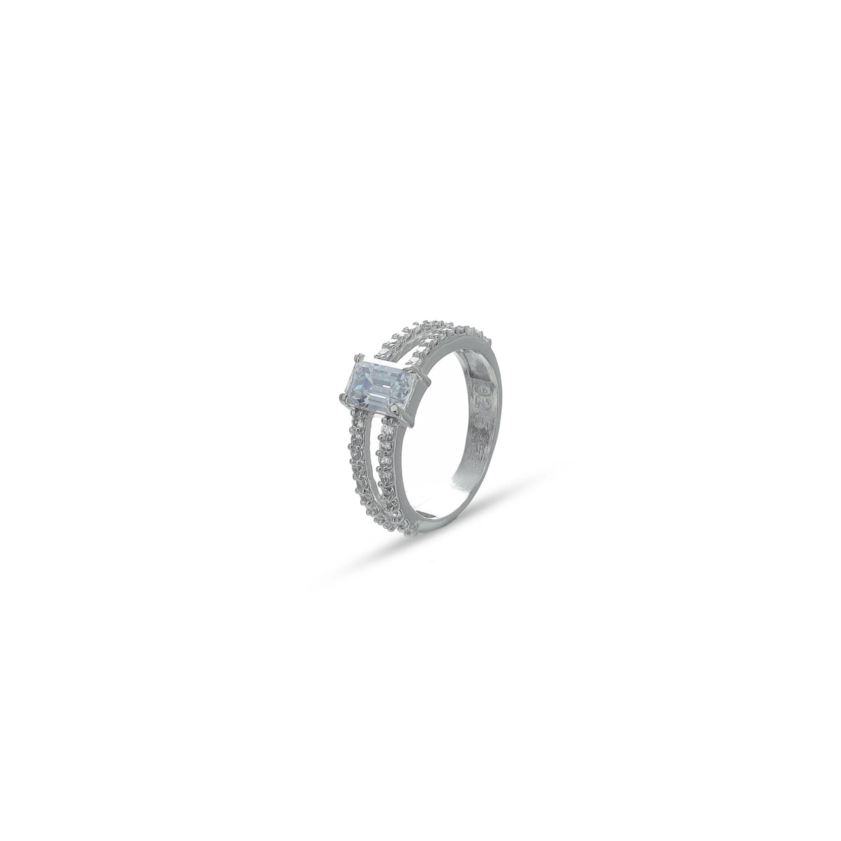 925 Silver Twin Band Baguette Ring - 925 sterling silver ring by Tassya Silver