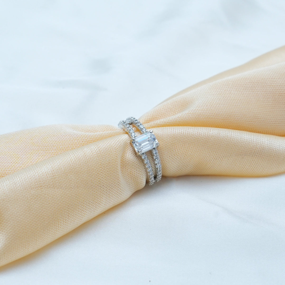 925 Silver Twin Band Baguette Ring - 925 sterling silver ring by Tassya Silver