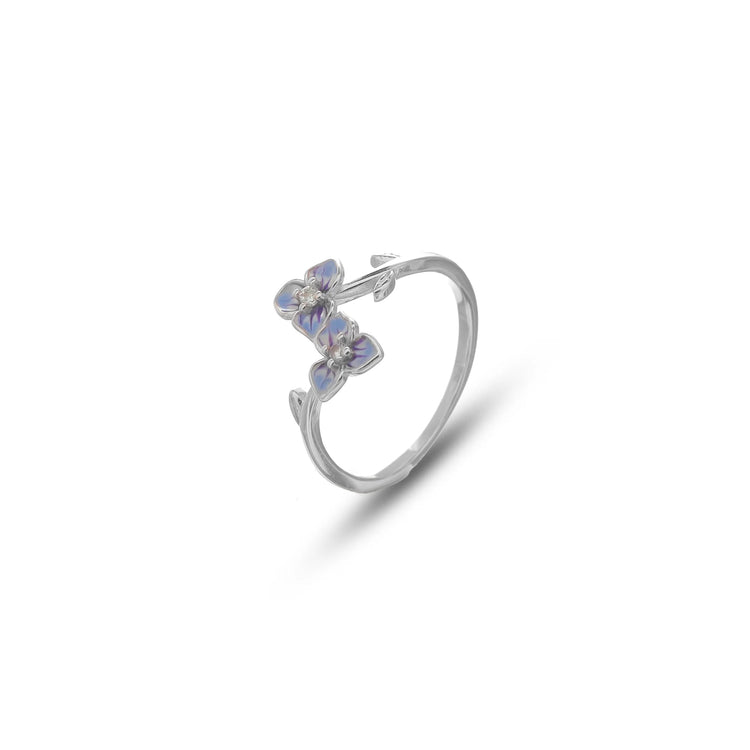 925 Silver Twin Bloom Floral Ring - 925 sterling silver ring by Tassya Silver