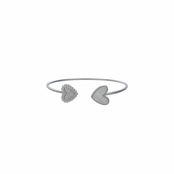 925 Silver Twin Hearts Open Cuff Kada