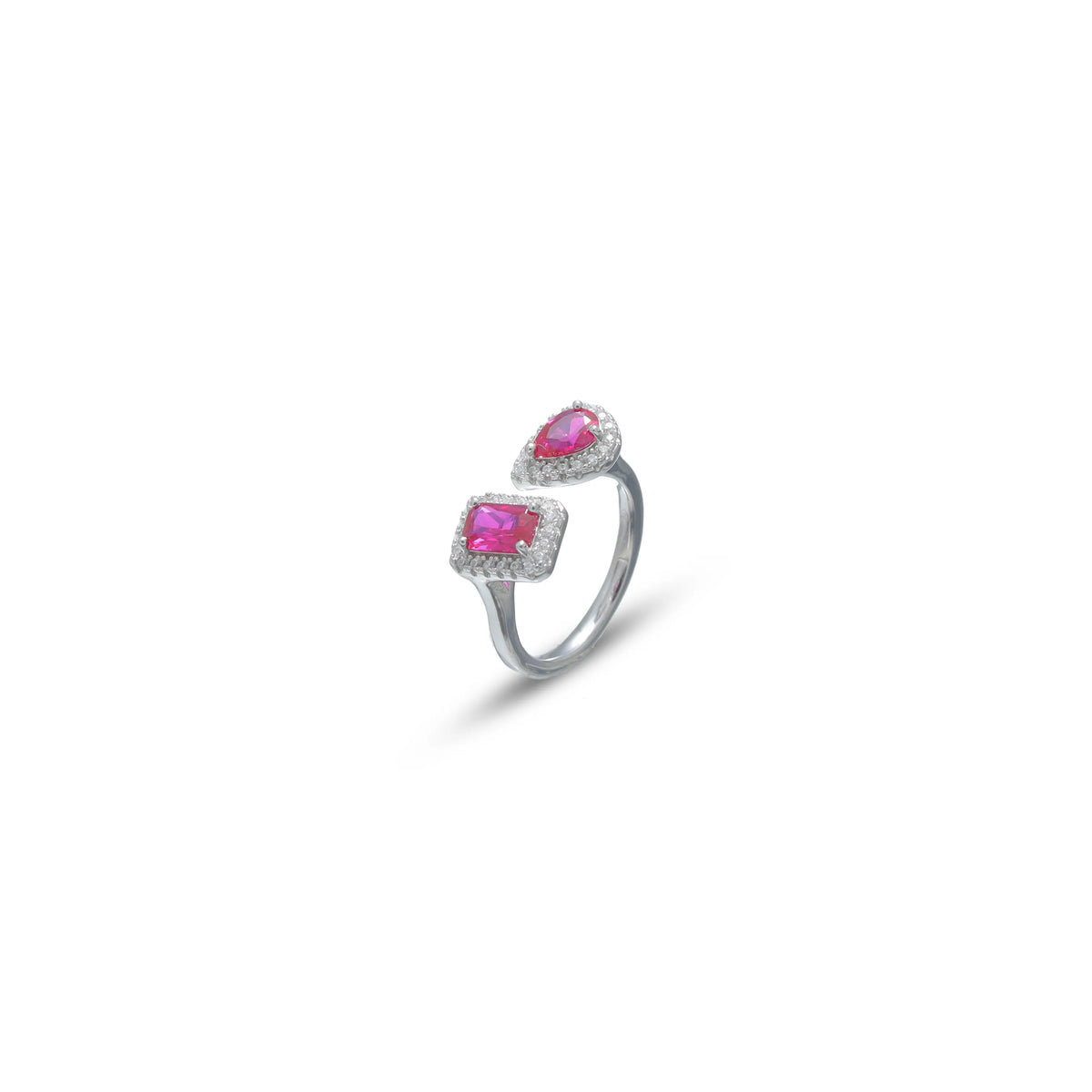 925 Silver Twin Ruby Spark Ring - 925 sterling silver ring by Tassya Silver