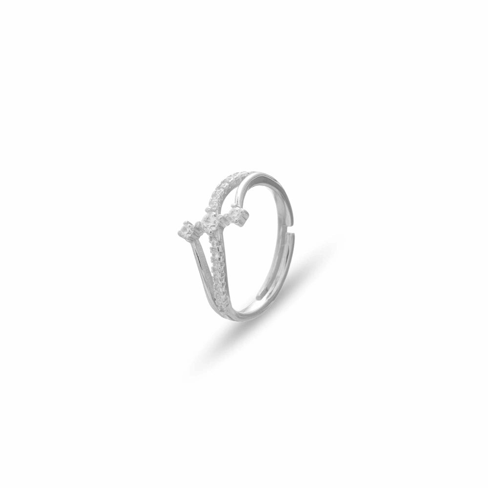 925 Silver Twin Spark Curve Ring - 925 sterling silver ring by Tassya Silver