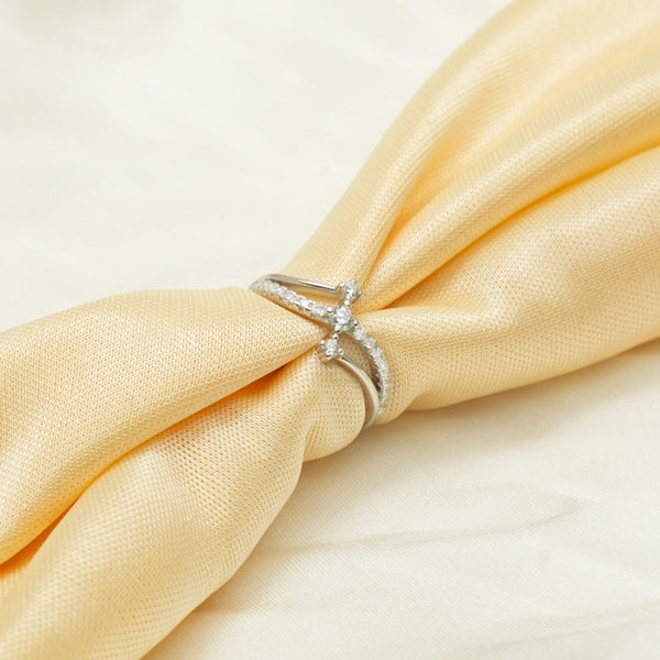 925 Silver Twin Spark Curve Ring