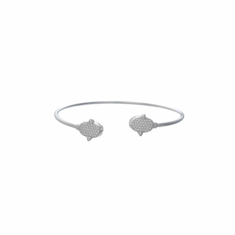 925 Silver Twin Tortoise Open Kada - 925 sterling silver bracelet by Tassya Silver