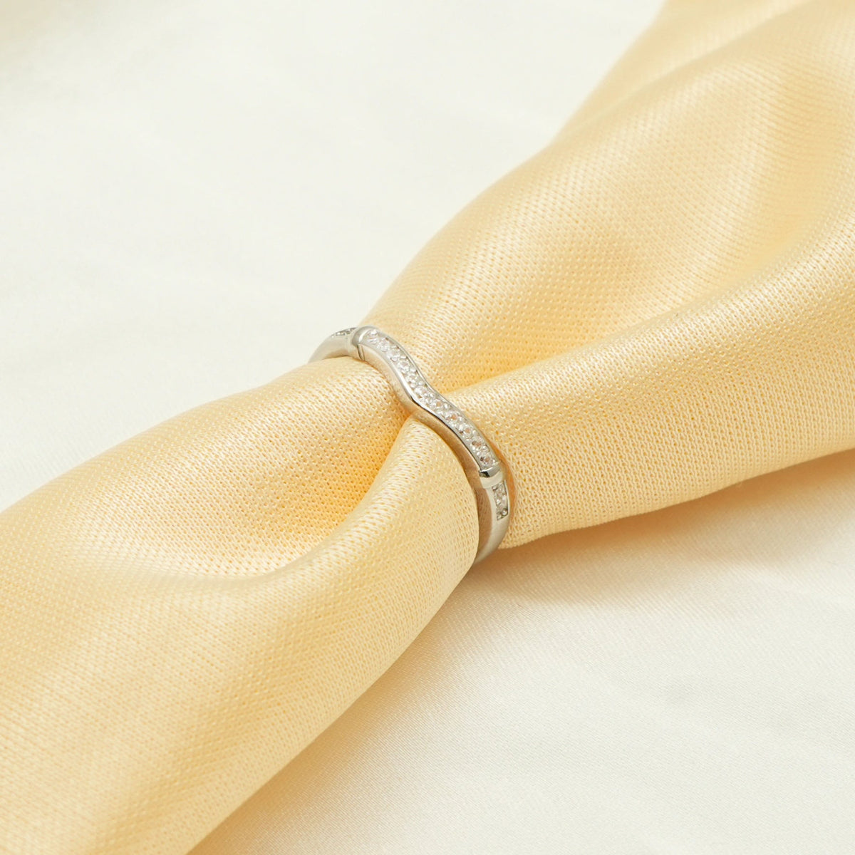 925 Silver Wave Sparkle Minimal Ring - 925 sterling silver ring by Tassya Silver