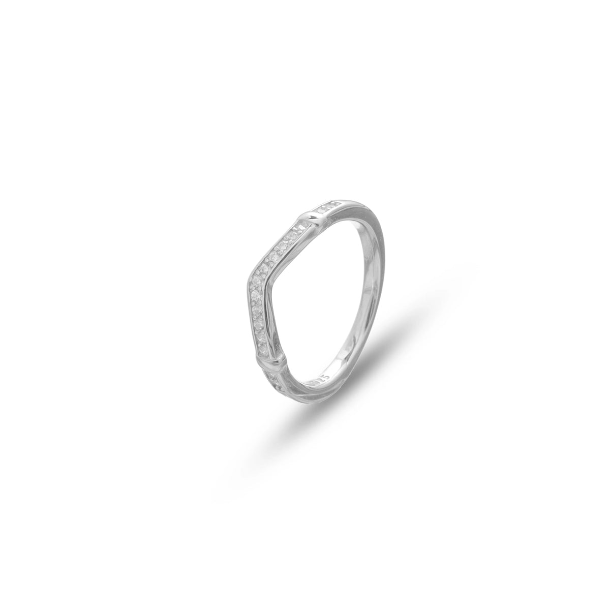 925 Silver Wave Sparkle Minimal Ring - 925 sterling silver ring by Tassya Silver