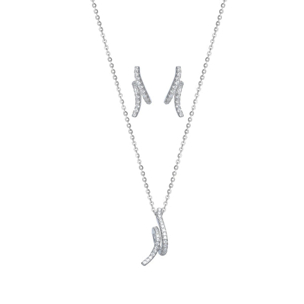 925 Silver Wavy Sparkle Chain Pendant Top