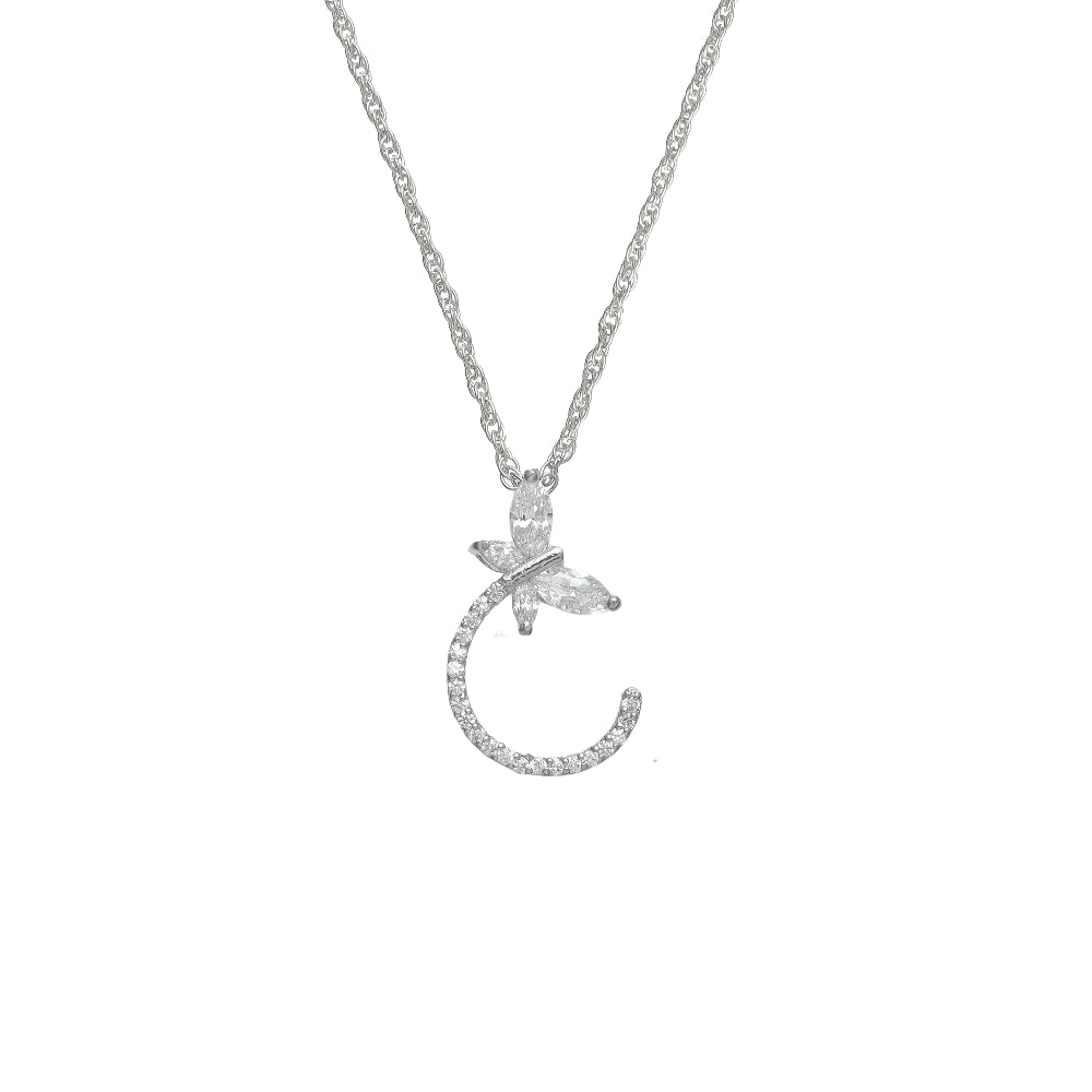 925 Silver White Crescent Bloom Pendant - 925 sterling silver pendant by Tassya Silver