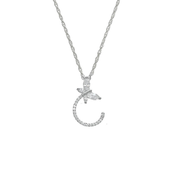 925 Silver White Crescent Bloom Pendant
