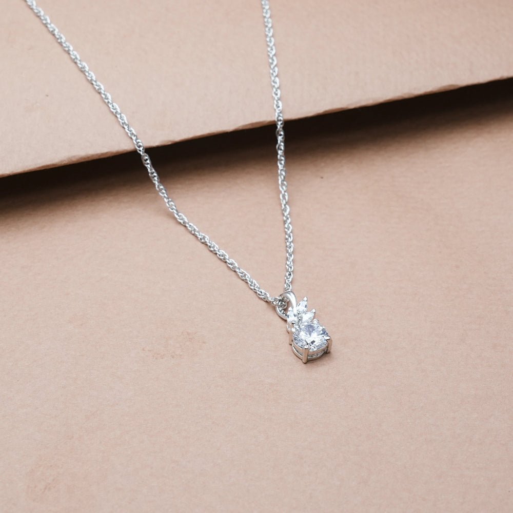 925 Silver White Crystal Bloom Pendant - 925 sterling silver pendant by Tassya Silver
