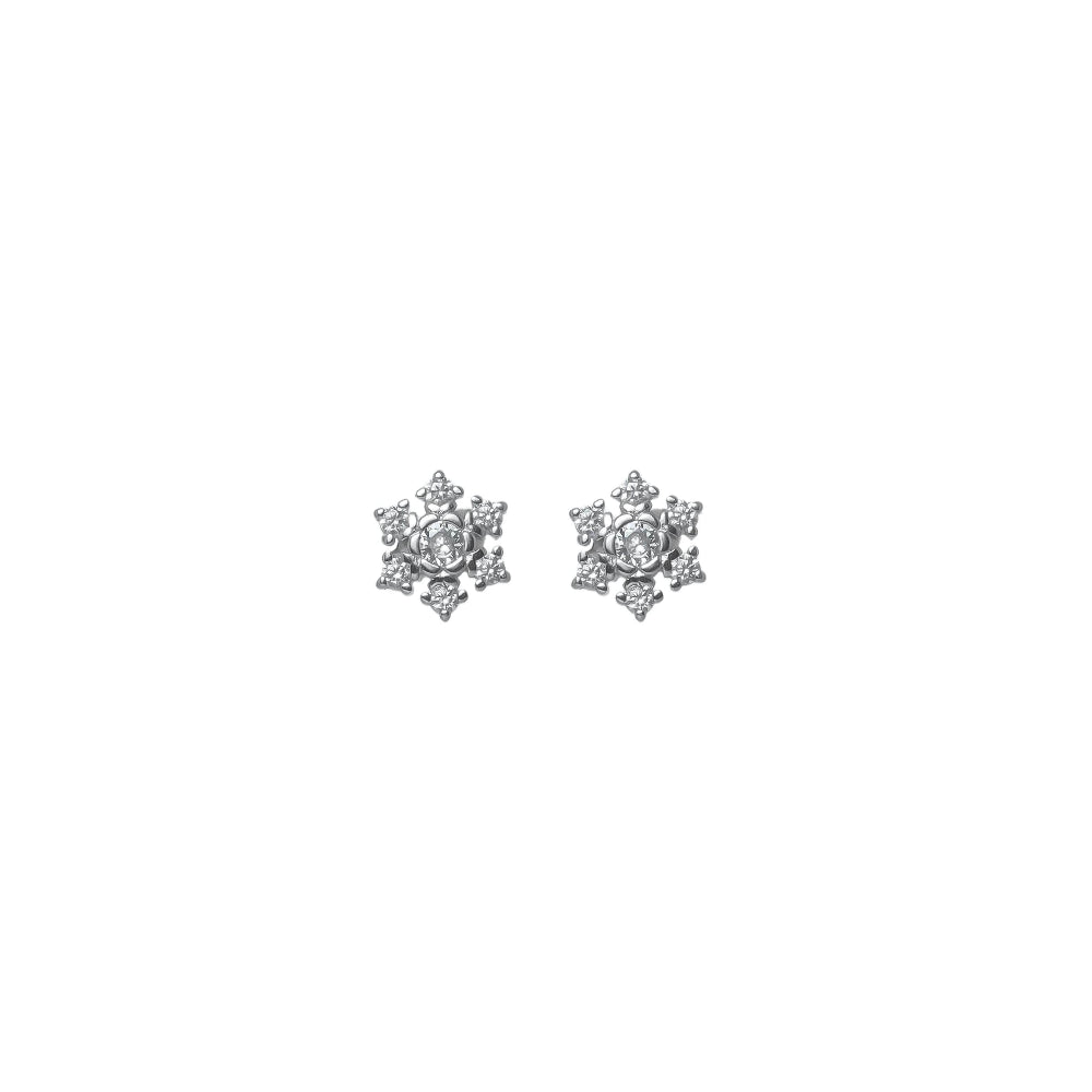 925 Silver Winter Diamond Snowflake Earrings - 925 sterling silver earrings by Tassya Silver
