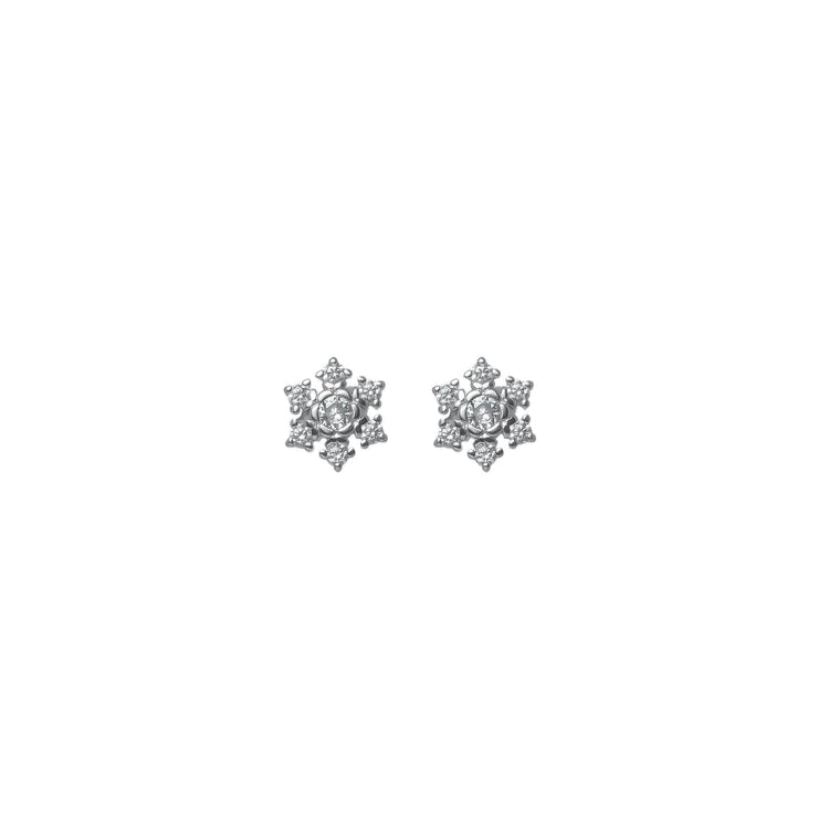 925 Silver Winter Diamond Snowflake Earrings - 925 sterling silver earrings by Tassya Silver