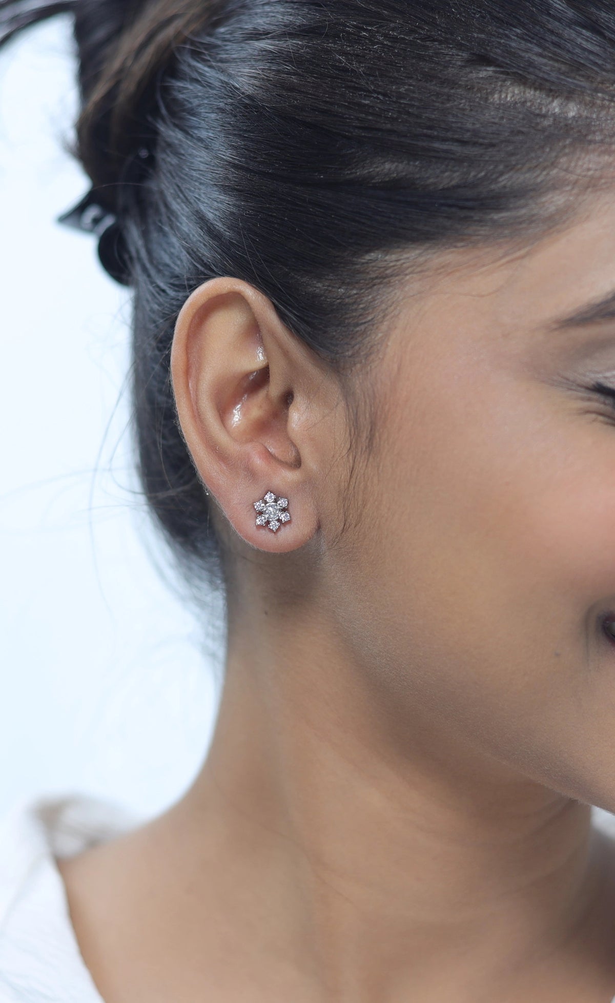 925 Silver Winter Diamond Snowflake Earrings - 925 sterling silver earrings by Tassya Silver