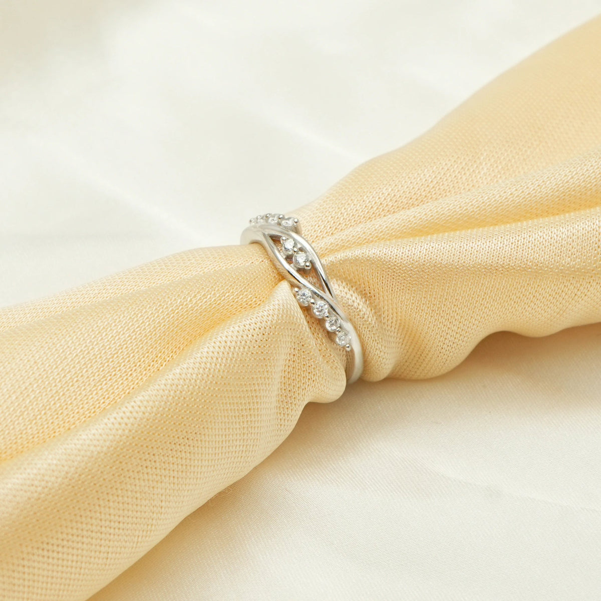 925 Silver Woven Gleam Textured Ring - 925 sterling silver ring by Tassya Silver
