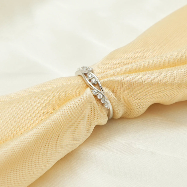 925 Silver Woven Gleam Textured Ring - 925 sterling silver ring by Tassya Silver