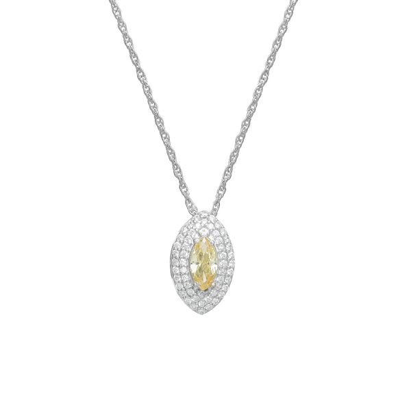 925 Silver Yellow Marquise Glow Pendant