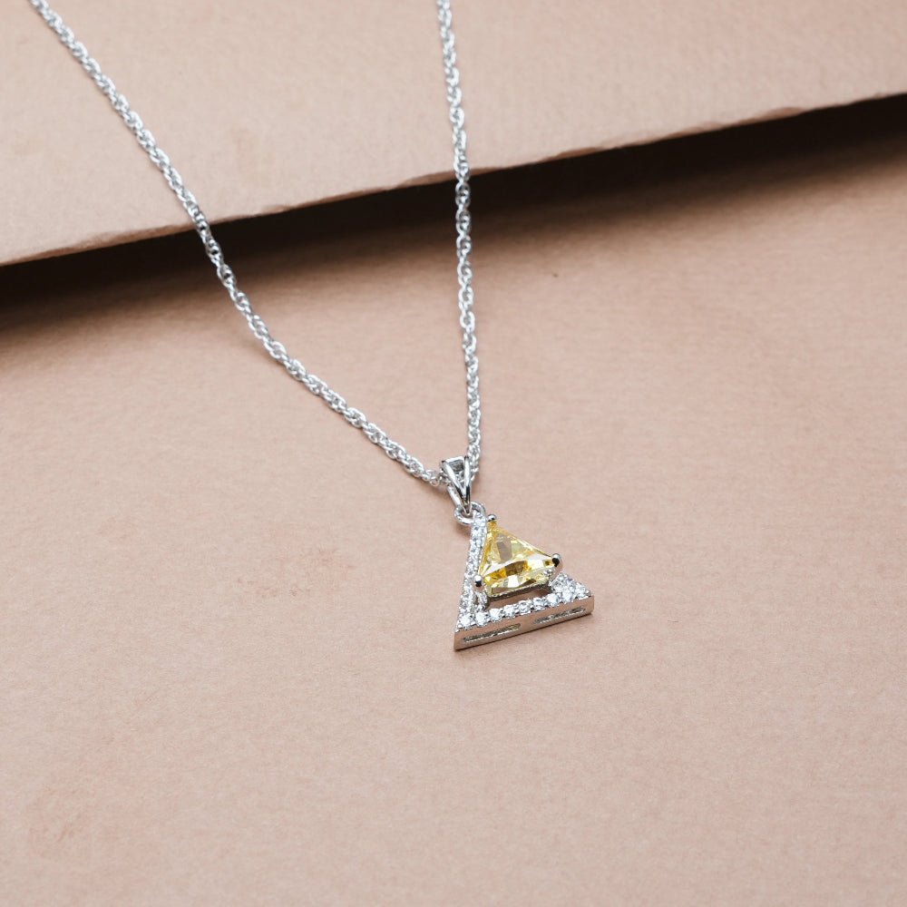 925 Silver Yellow Trilight Spark Pendant - 925 sterling silver pendant by Tassya Silver