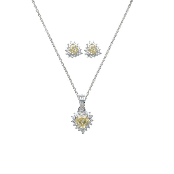 925 Silver Yellow Trillion Sunburst Set