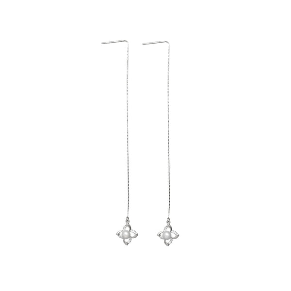 925 Silver Snow Pearl Threader Earrings
