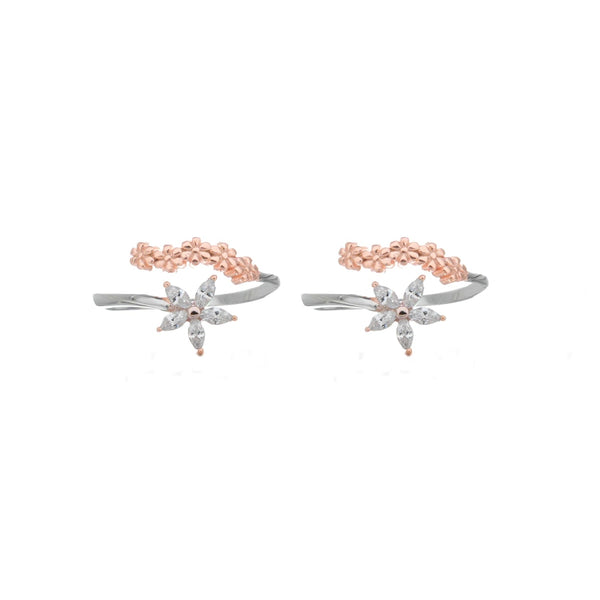 925 Silver Snow Petal Toe Rings (Pack of 2)