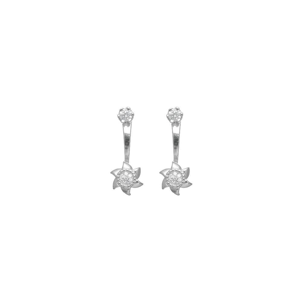 925 Silver Sparkle Bloom Drop Earrings - 925 sterling silver earrings by Tassya Silver