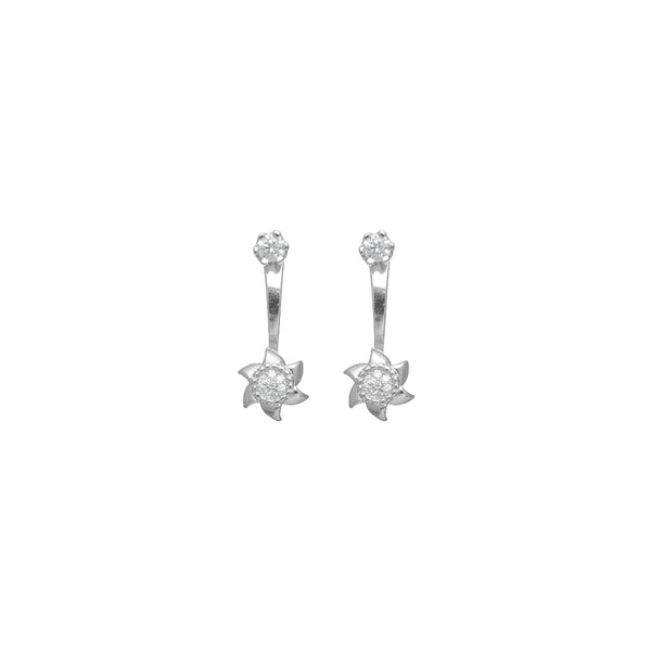 925 Silver Sparkle Bloom Drop Earrings