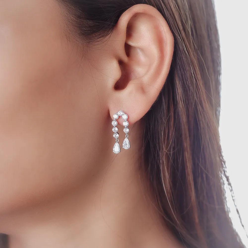 925 Silver Sparkle Drop Earrings - 925 sterling silver earrings by Tassya Silver